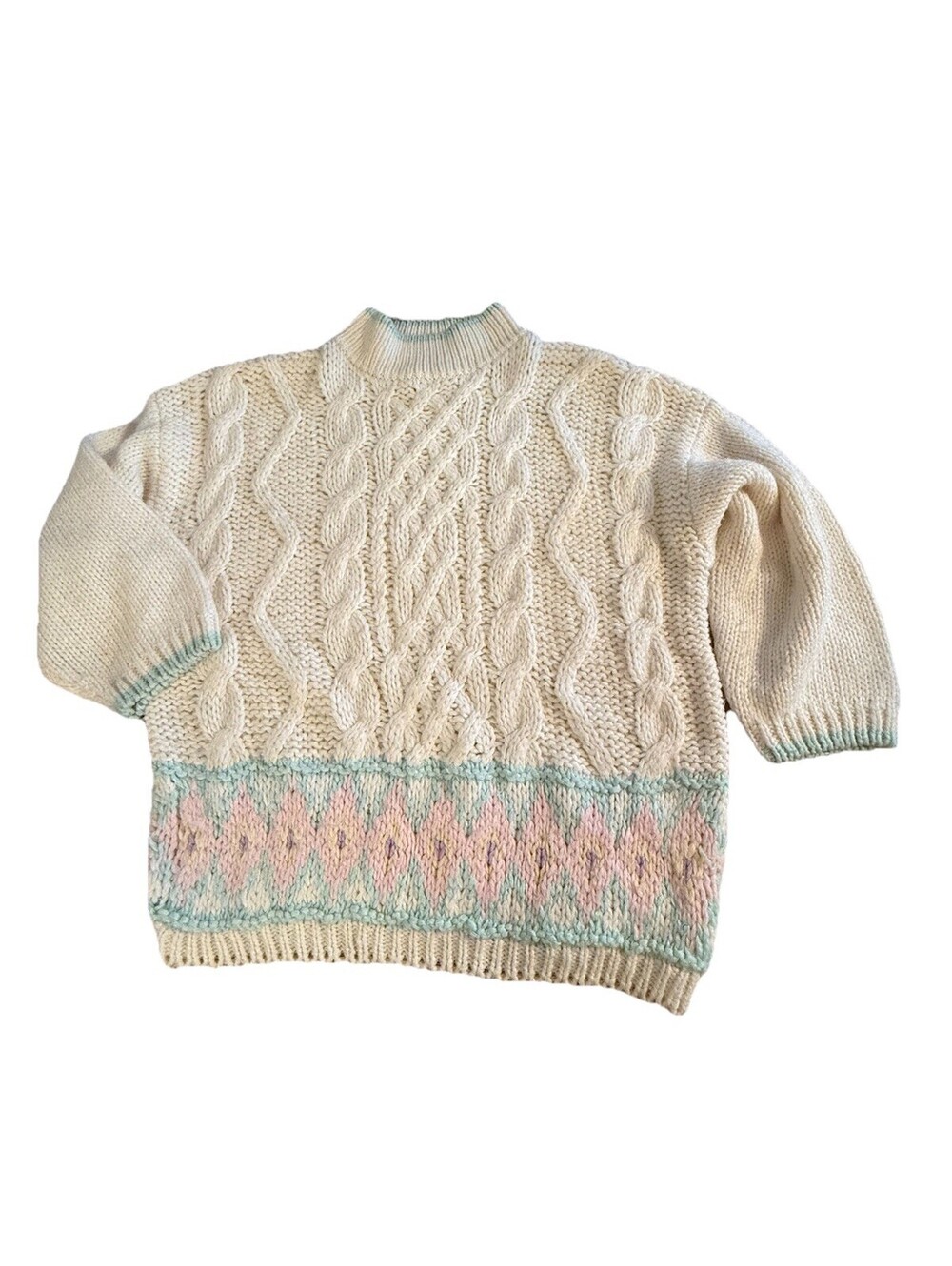Exclusive Imports Vintage Sweater 80s/90s Hand Knit Cable Size Large